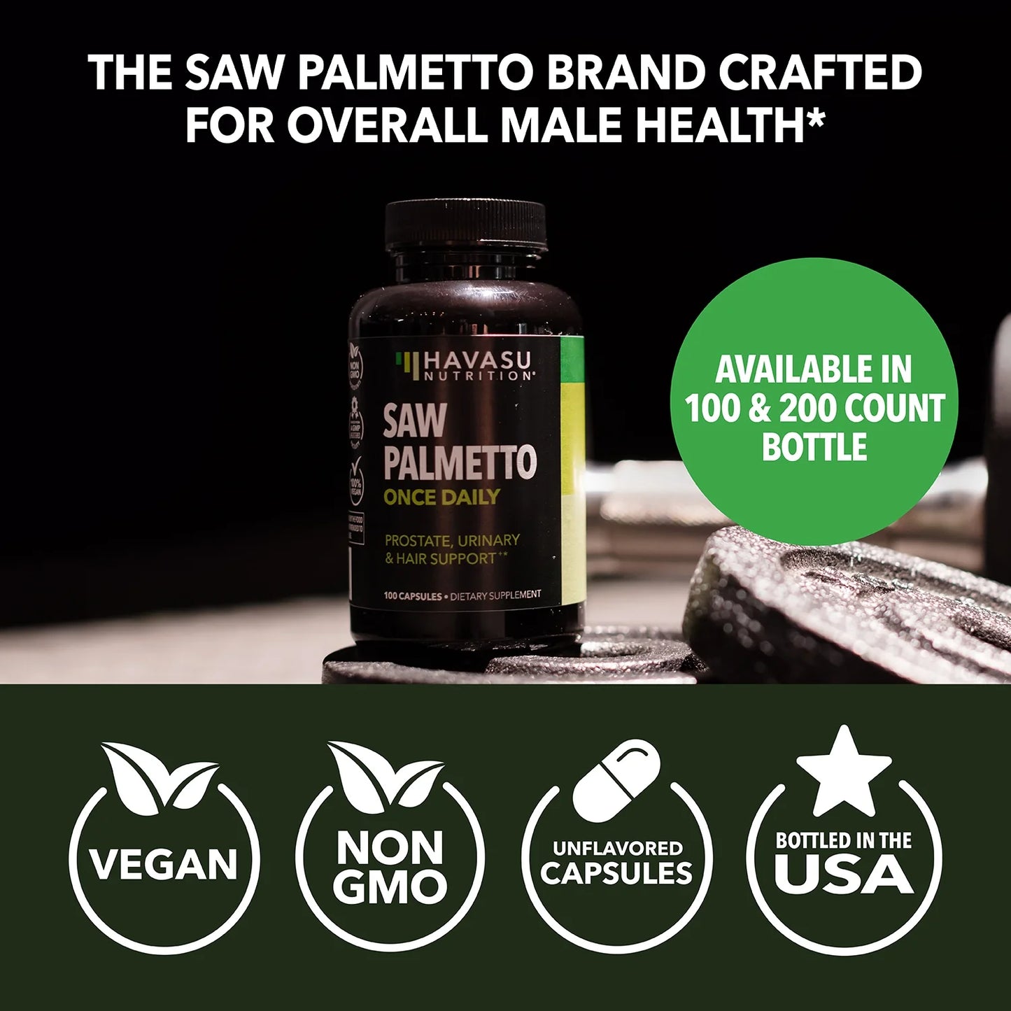 Havasu Saw Palmetto for Men | Hair Growth Prostate Supplement, 200 Ct