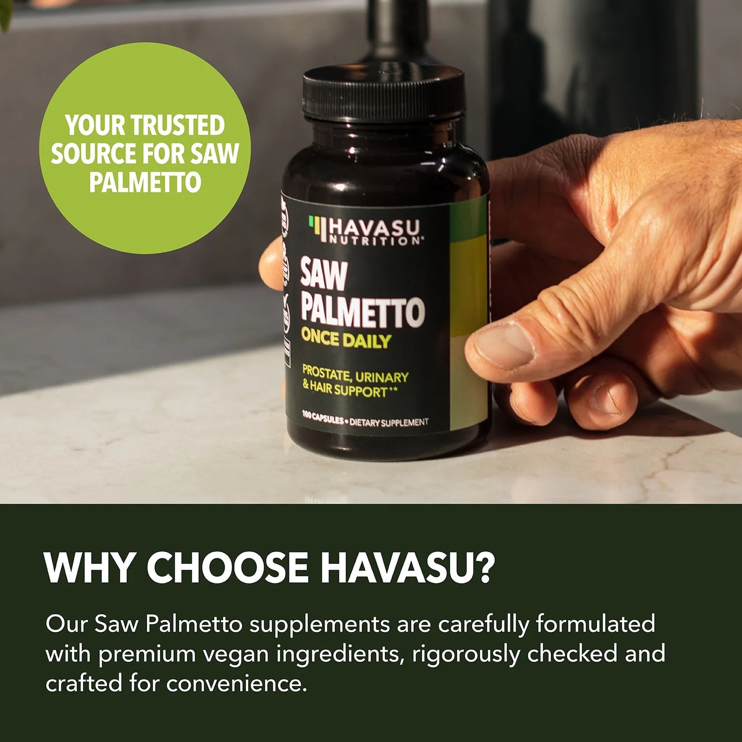 Havasu Saw Palmetto for Men | Hair Growth Prostate Supplement, 200 Ct