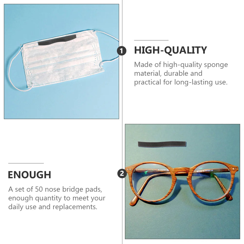 50 Pcs Soft Sponge Adhesive Nose Bridge Pads anti Fog Strips Seal Nose Cushions Protective Strips Eyewear Accessories Glasses