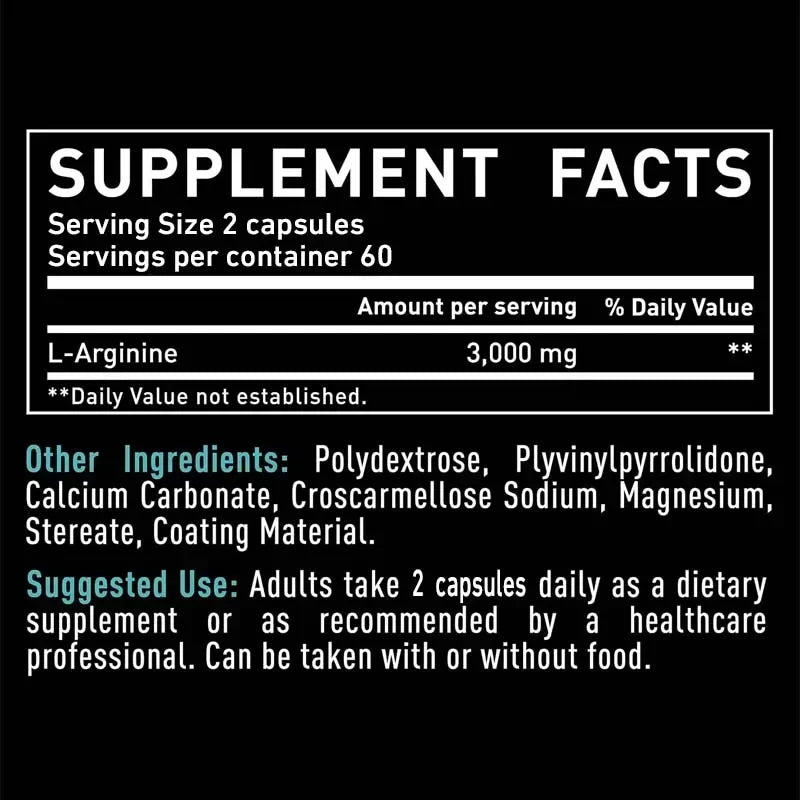 L-Arginine Supplement Boost Endurance -Increase for Energy, Strength,Vascular and Endurance Support during Exercise | Muscle Mas