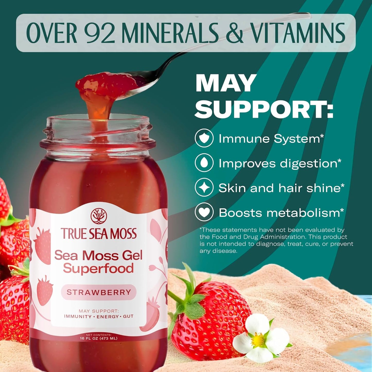 Wildcrafted Irish Sea Moss Gel Antioxidant Health Supplement, Vegan-Friendly Made in USA (Apple, 3), 48 Oz.