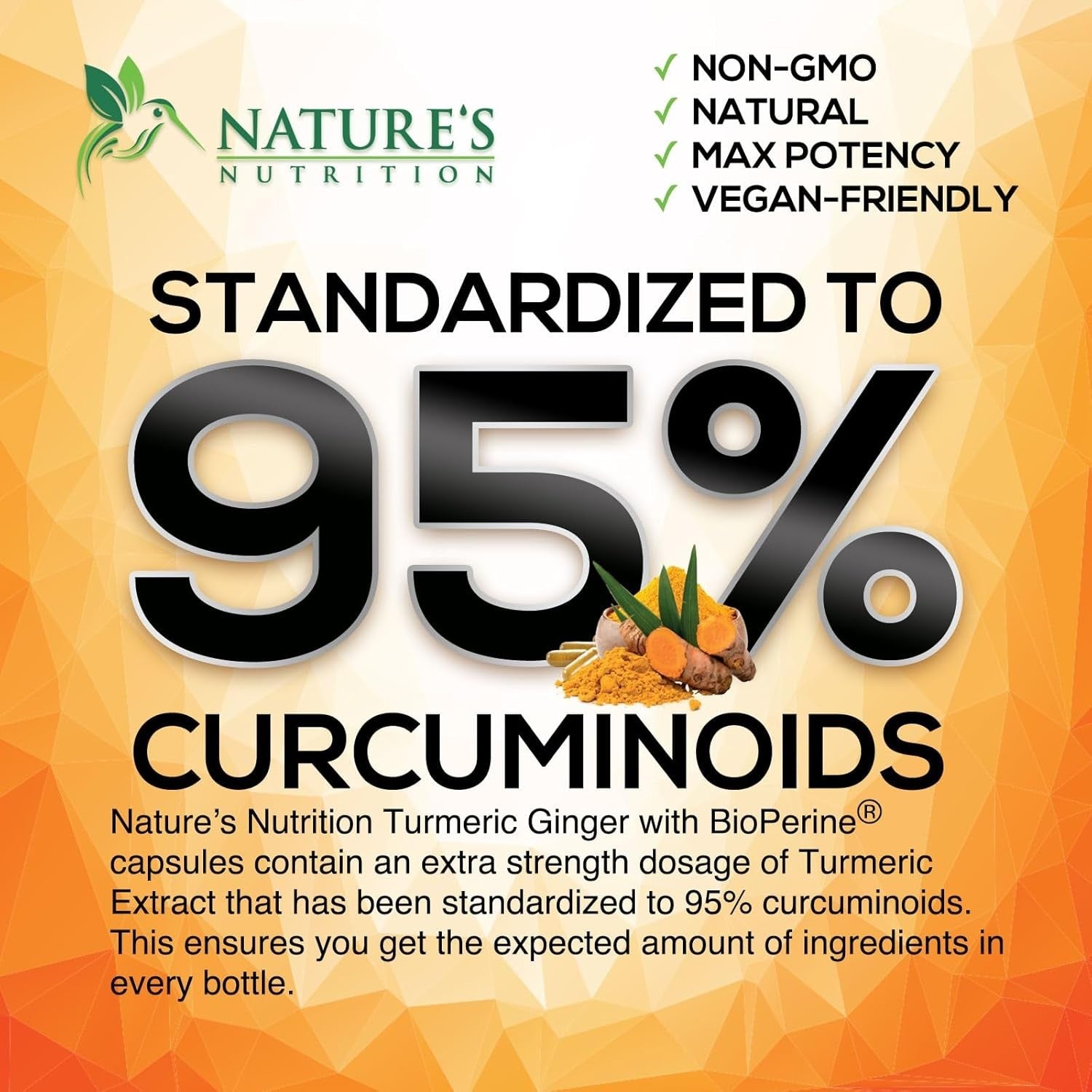 Turmeric Curcumin Supplement 2600Mg Organic Ginger Turmeric, Bioperine Black 95%