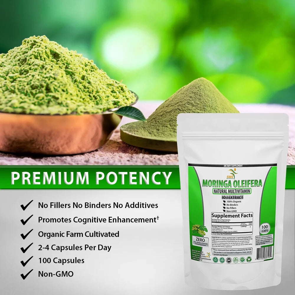 MORINGA OLEIFERA 100 CAPSULES ORGANIC MULTIVITAMIN 10,000MG HIGH POTENCY