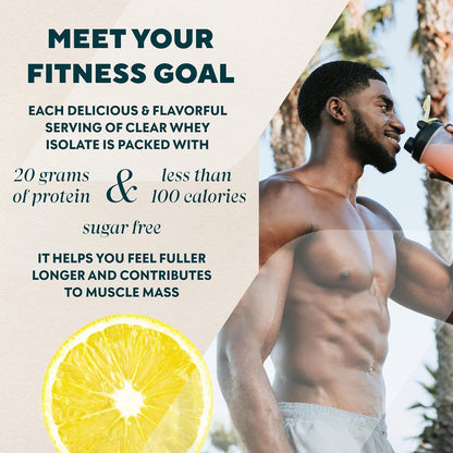 Clear Whey Isolate Protein Powder, 1.1 Lb (20 Servings) Lemonade, 20G Protein per Serving, Naturally Flavored Drink Mix