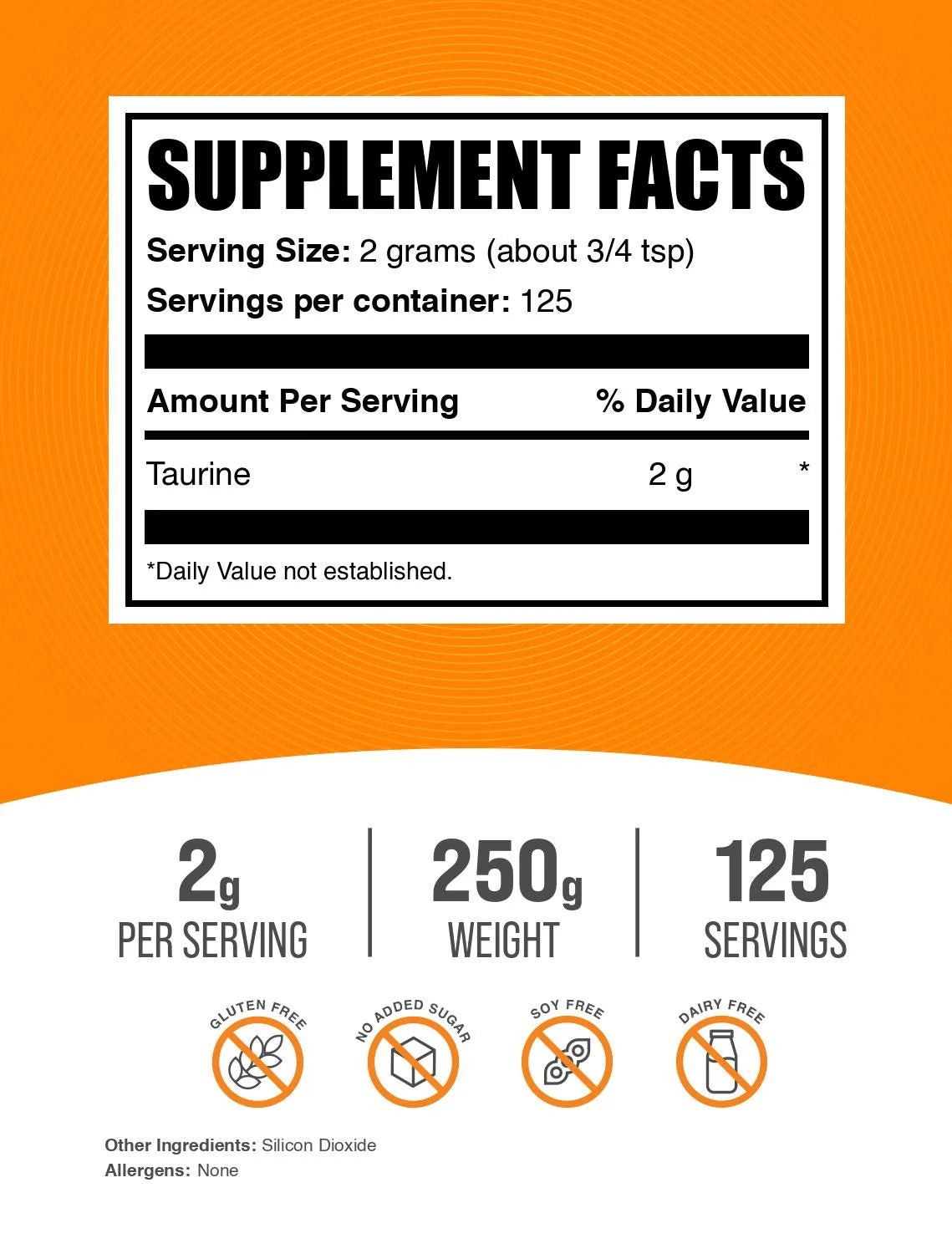 Bulksupplements Taurine Powder - Gluten Free, 2G per Serving - 5 Kilograms (11 Lbs) - 2500 Servings