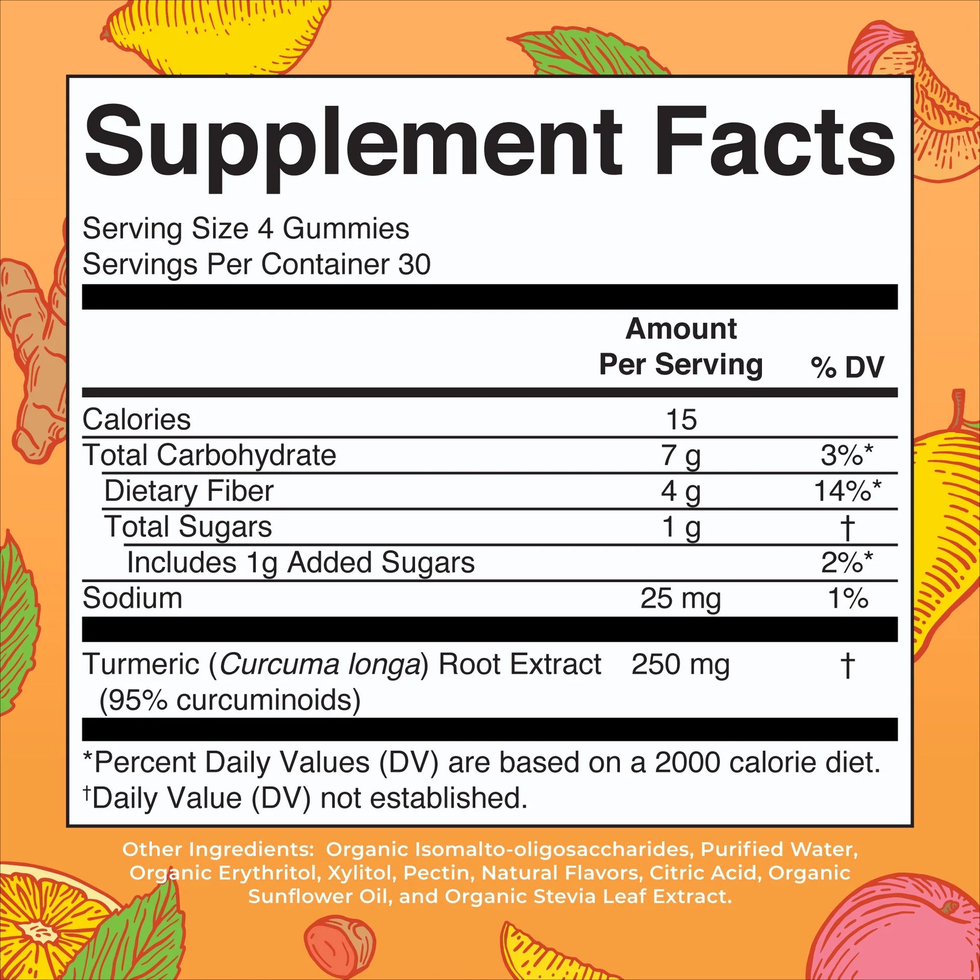 Turmeric Gummies with Curcumin, Vegan, Non-Gmo, Gluten Free, Peach, Mango & Lemon, 120 Count