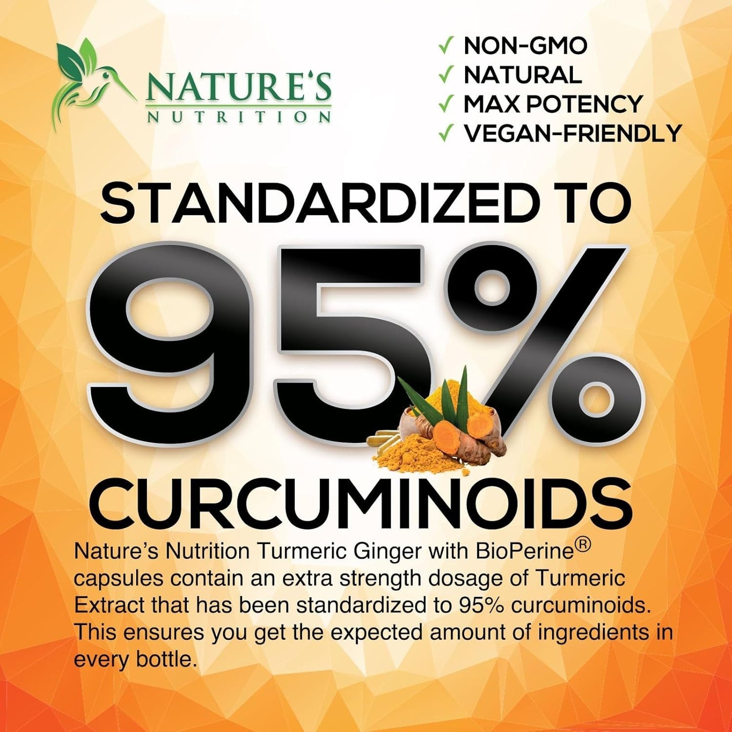 Turmeric Curcumin Supplement 2600Mg Organic Ginger Turmeric, Bioperine Black 95%