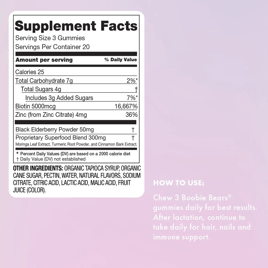 Bears Elderberry Lactation Gummies, Supporting Lactation with Milk-Boosting Superfoods, 60 Gummies