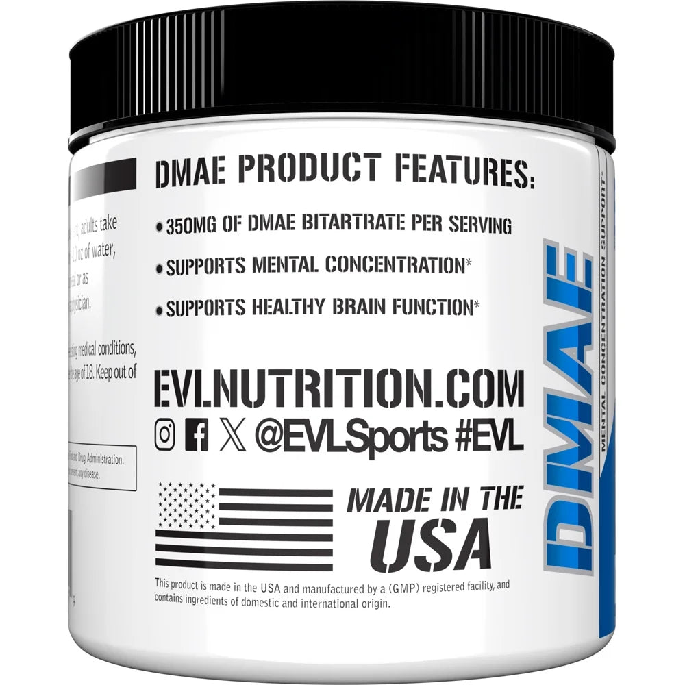 DMAE - Supports Mental Concentration - 350 Mg DMAE Bitartrate per Serving - Supports Healthy Brain Function - Dietary Supplement - 286 Servings - Unflavored Powder