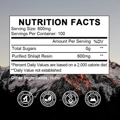 Pure Himalayan Shilajit Resin Supplement 600Mg,Support Energy & Immune for Men and Women,2.1Oz(60G)