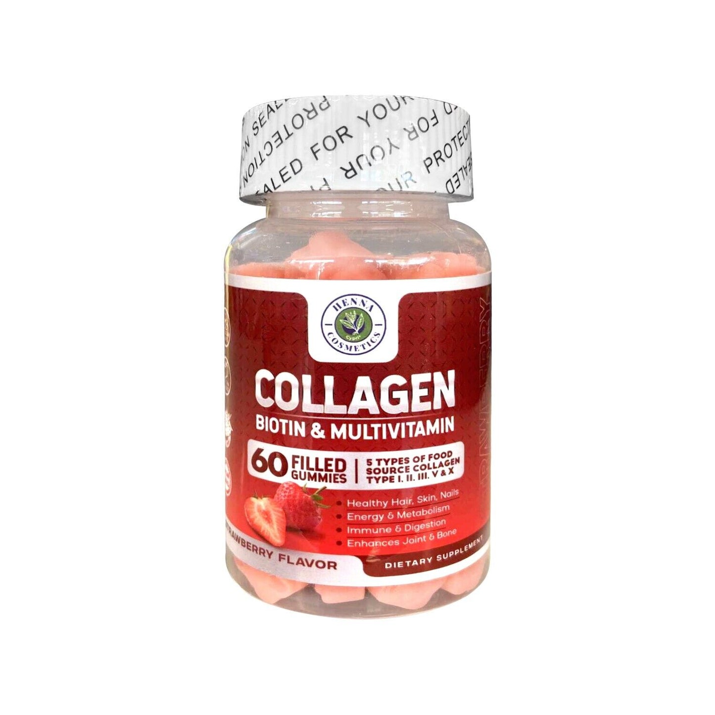 Collagen Biotin & Multivitamin for Hair and Skin|60 Gummies| Henna Cosmetics