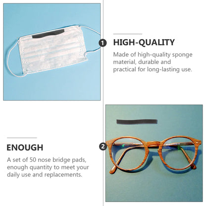 50 Pcs Soft Sponge Adhesive Nose Bridge Pads anti Fog Strips Seal Nose Cushions Protective Strips Eyewear Accessories Glasses