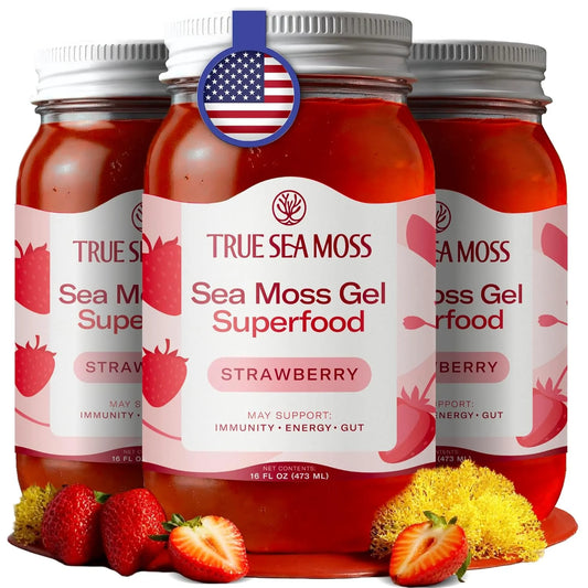 Wildcrafted Irish Sea Moss Gel Antioxidant Health Supplement, Vegan-Friendly Made in USA (Apple, 3), 48 Oz.