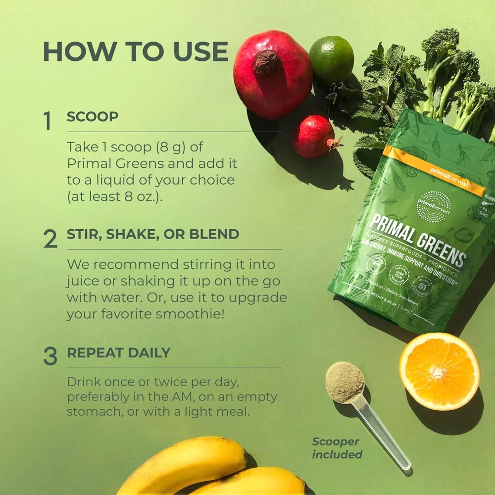 Greens Powder, 30 Scoops, Veggie Fruit and Vegetable Blend for Smoothies