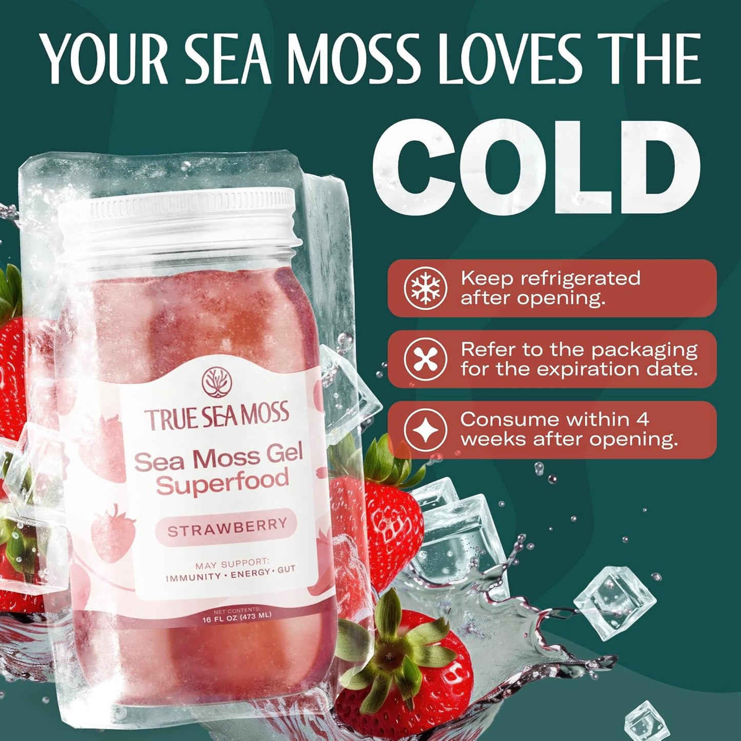 Wildcrafted Irish Sea Moss Gel Antioxidant Health Supplement, Vegan-Friendly Made in USA (Apple, 3), 48 Oz.
