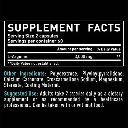 L-Arginine Supplement Boost Endurance -Increase for Energy, Strength,Vascular and Endurance Support during Exercise | Muscle Mas