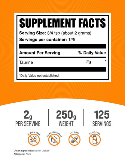 Bulksupplements Taurine Powder - Gluten Free, 2G per Serving - 5 Kilograms (11 Lbs) - 2500 Servings