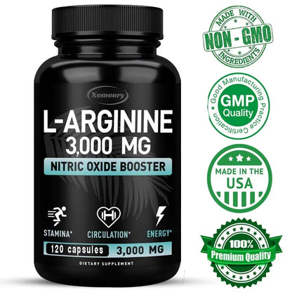 L-Arginine Supplement Boost Endurance -Increase for Energy, Strength,Vascular and Endurance Support during Exercise | Muscle Mas